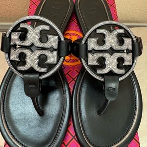 Tory Burch Embellished Miller sandals in black size 5.5